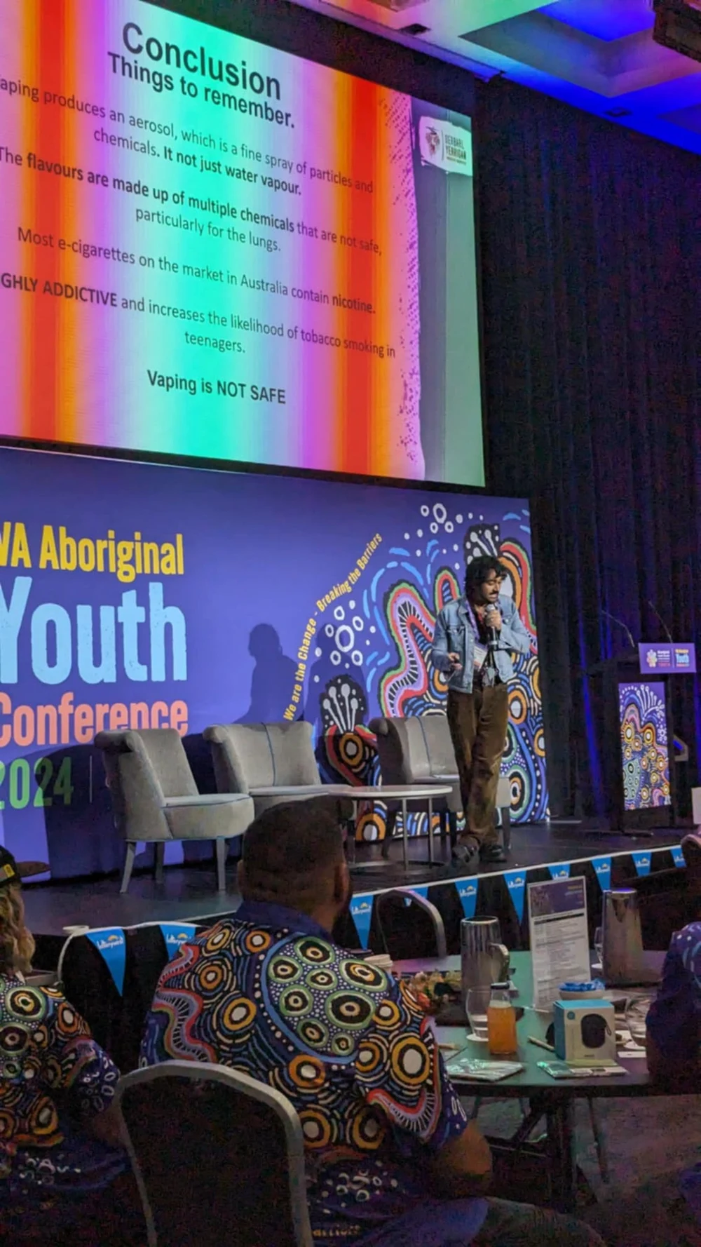 A vaping education presentation at the 2024 WA Aboriginal Youth Conference